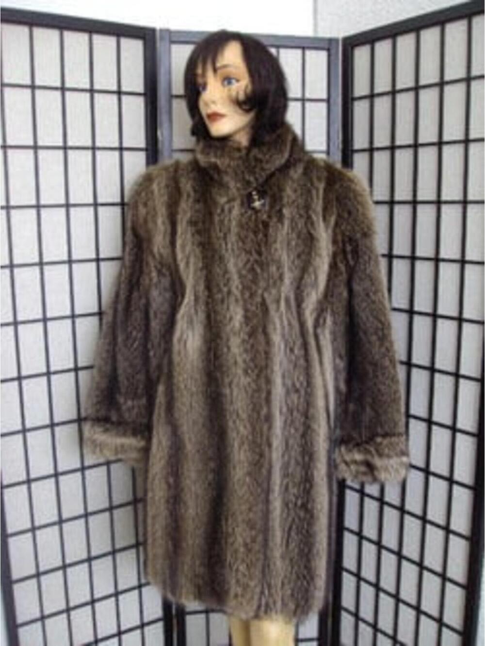Mint Natural Raccoon Fur Jacket Coat Women Woman 8-10 Medium